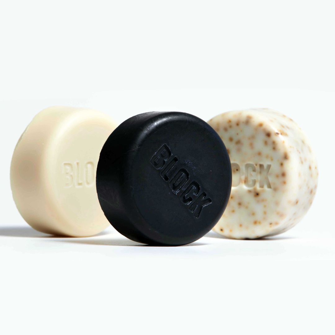 Block Soap Bars Set of 3 Unscented Juniper Charcoal and Pumice